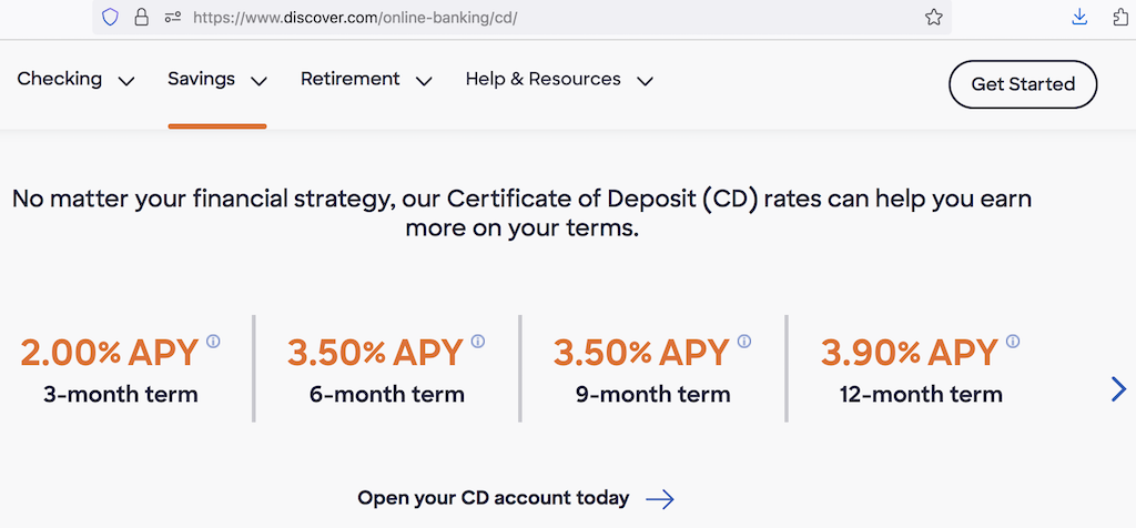 CD Rates from Discover Bank