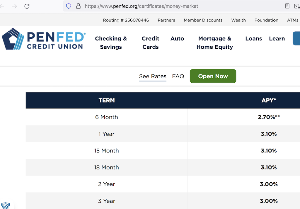 CD Rates from PenFed Credit Union
