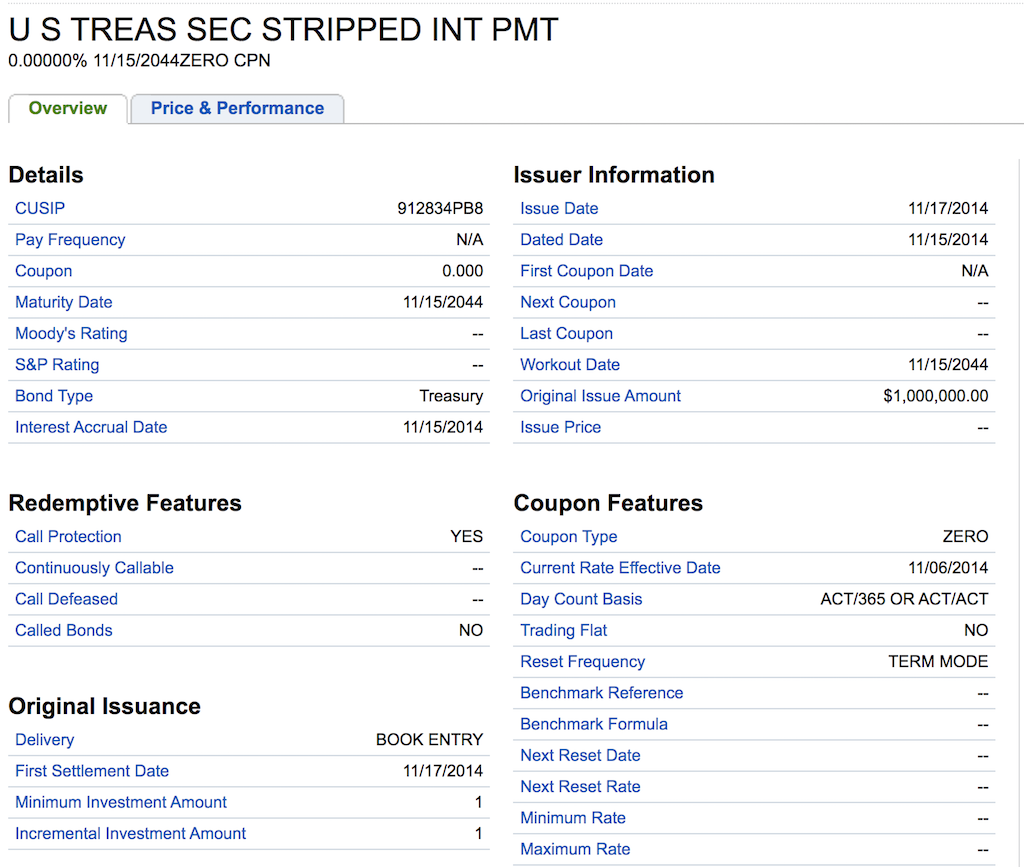 US Treasury STRIPS Example
